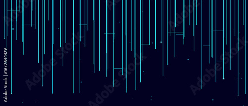 Abstract vector tech background with vertical lines and digital elements.
