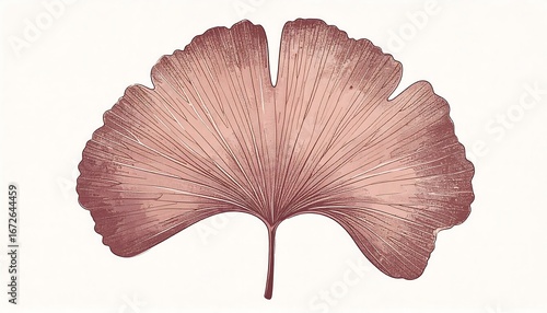 Detailed illustration of a Ginkgo biloba leaf