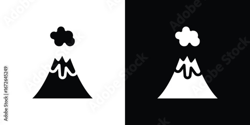 Volcano icon for web design. solid vector icons
