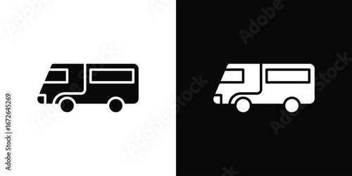 Van icon for web design. solid vector icons