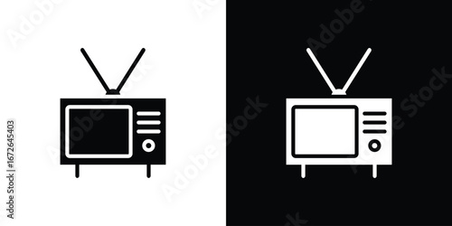 Tv retro icon for web design. solid vector icons