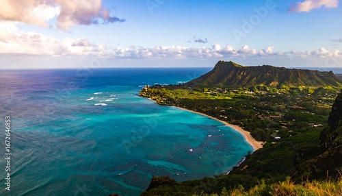 Diamond Head Crater Oahu Hawaii Scenic Ocean View.