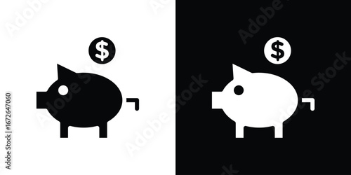 Piggy bank icon for web design. solid vector icons