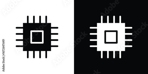 Microchip icon for web design. solid vector icons