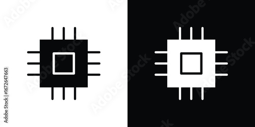Microchip icon for web design. solid vector icons