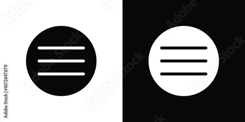 Menu list button icon for web design. solid vector icons