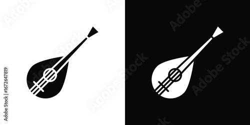 Mandolin icon for web design. solid vector icons