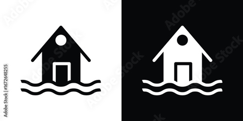 House flood icon for web design. solid vector icons
