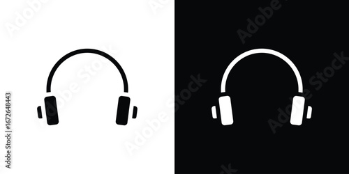 Headset icon for web design. solid vector icons