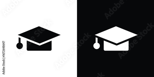 Graduation cap icon for web design. solid vector icons