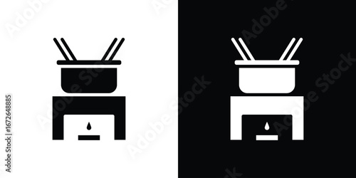 Fondue pot icon for web design. solid vector icons