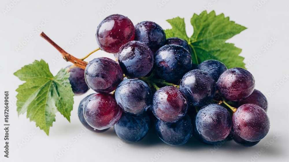 Fototapeta premium Freshly harvested grapes on a light background highlighting their vibrant colors and natural sheen