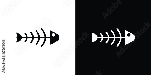 Fish bones icon for web design. solid vector icons