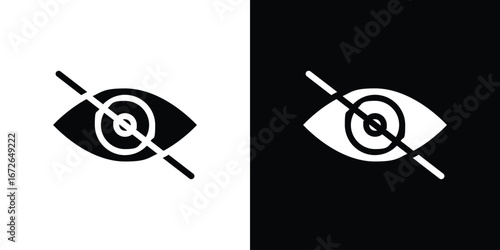 Eye crossed icon for web design. solid vector icons