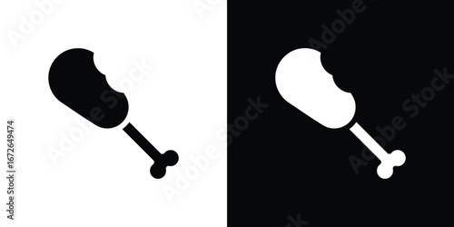 Drumstick bite icon for web design. solid vector icons