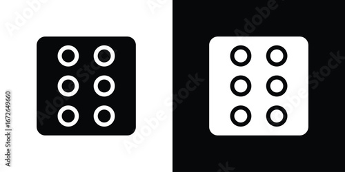 Dice six icon for web design. solid vector icons