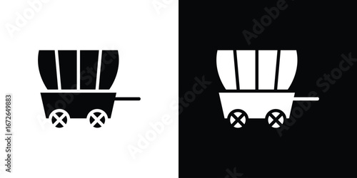 Covered wagon icon for web design. solid vector icons