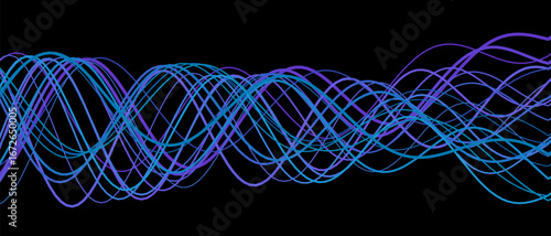 Dynamic vector tech background featuring vibrant intersecting waves on black canvas.