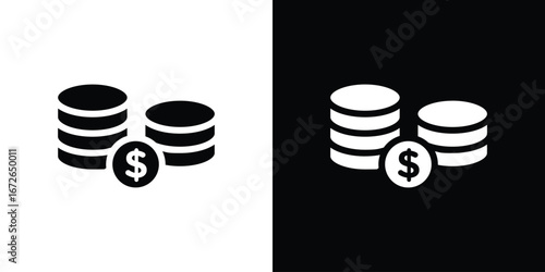 Coins icon for web design. solid vector icons