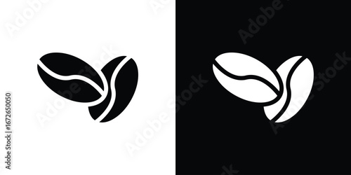 Coffee beans icon for web design. solid vector icons