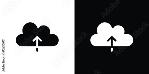 Cloud upload icon for web design. solid vector icons