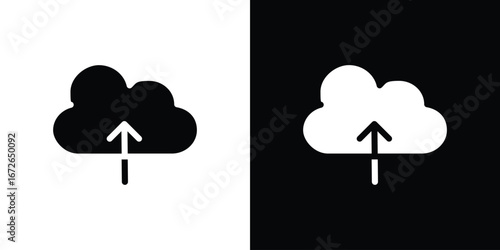 Cloud upload icon for web design. solid vector icons