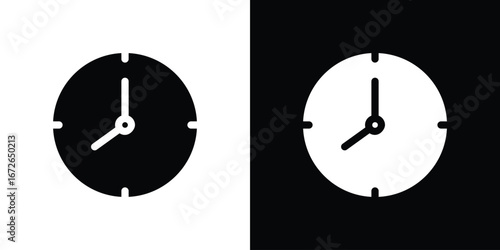 Clock icon for web design. solid vector icons