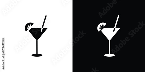 Citrus Martini glass icon for web design. solid vector icons