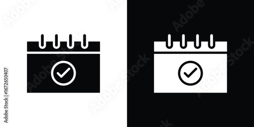 Check in calendar icon for web design. solid vector icons