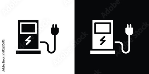 Charging station icon for web design. solid vector icons
