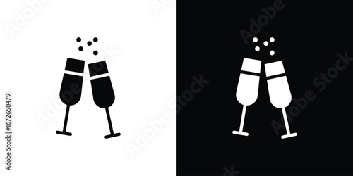 Champagne Glass icon for web design. solid vector icons