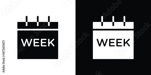 Calendar week icon for web design. solid vector icons