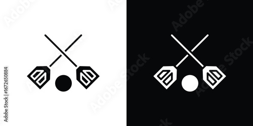 Broom-ball icon for web design. solid vector icons