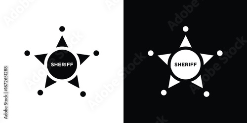Badge Sheriff icon for web design. solid vector icons