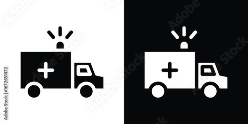 Ambulance icon for web design. solid vector icons