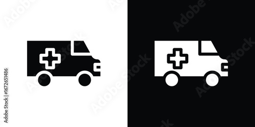 Ambulance icon for web design. solid vector icons