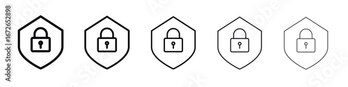 Shield lock icon for graphic designs. Icon vector design