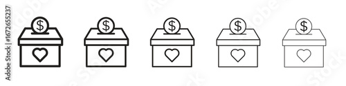 Donation box icon for graphic designs. Icon vector design