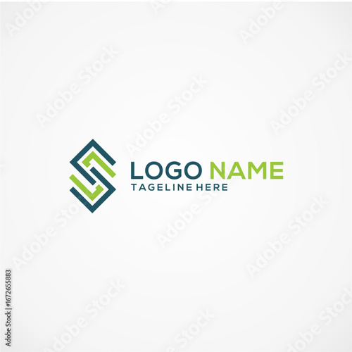 Modern S Monogram Logo Design – Geometric Green and Blue Business Brand Identity