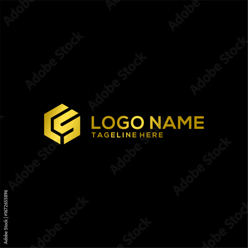 Luxury CS Monogram Logo Design – Modern Hexagon Gold Gradient Brand Identity