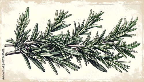 Detailed rosemary sprig illustration (1)