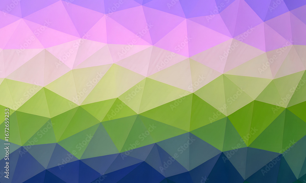 Obraz premium Abstract Geometric Background with Triangles in Purple Green and Blue Tones