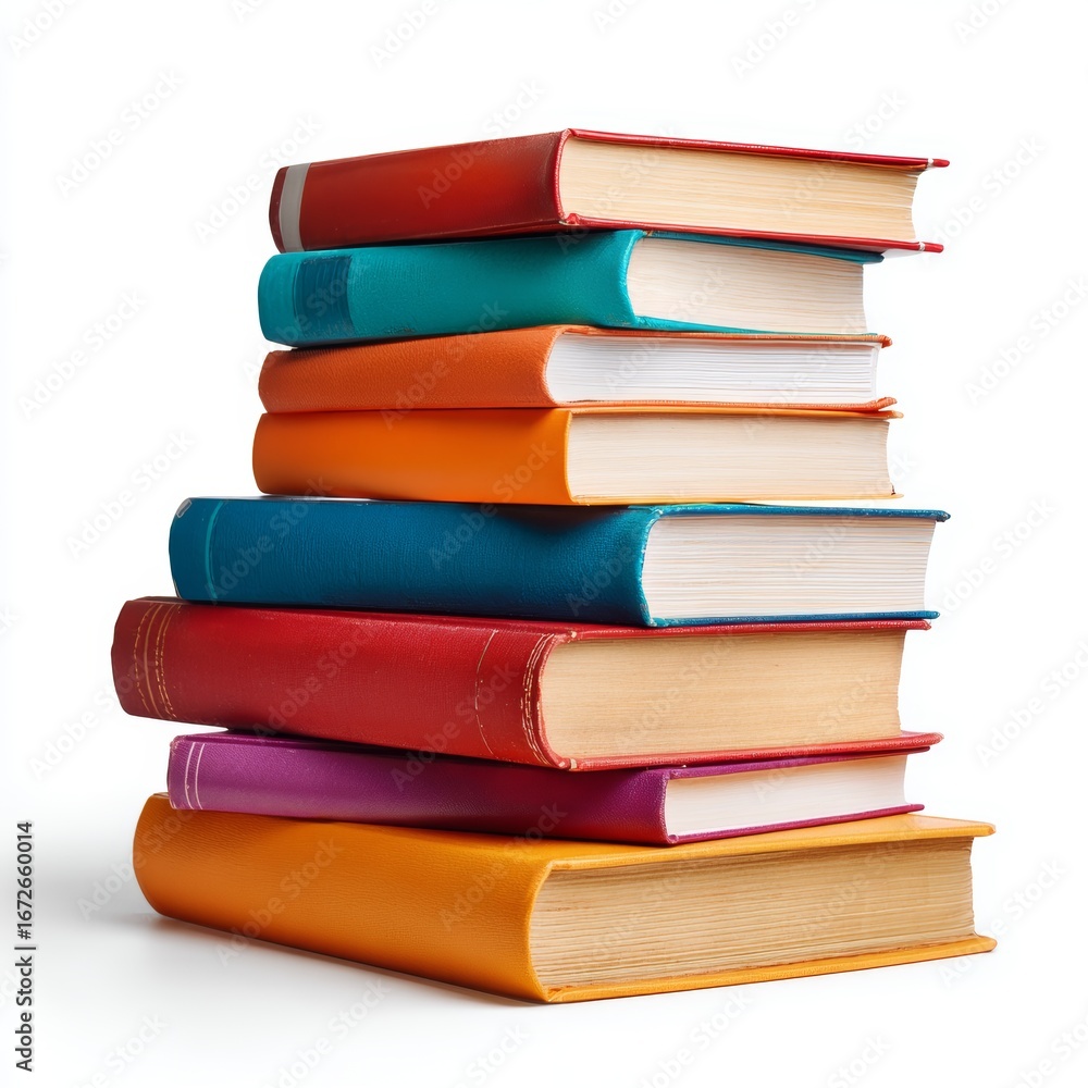 Fototapeta premium A stack of colorful books arranged neatly, representing knowledge and education