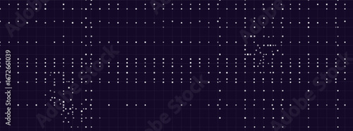 Abstract vector tech background with digital grid and dotted pattern on dark surface.