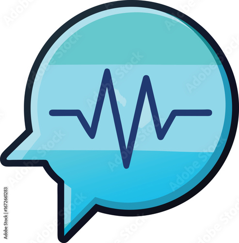 Online Dating App Graphics Abstract Turquoise Speech Bubble with EKG Heartbeat Line Graphic Design Element for Medical, Healthcare, or Technology