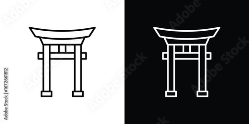 Torii gate icon Lineal Style Vector Illustration. Vector symbol pictogram