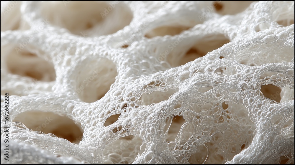 Obraz premium Closeup of natural sponge texture with porous surface abstract background organic cleaning concept