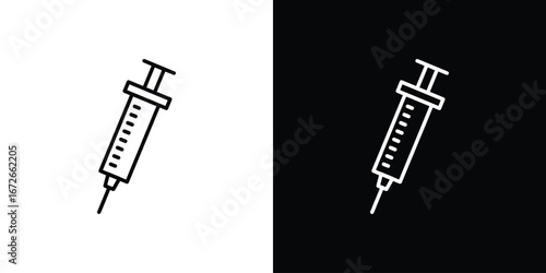 Syringe icon Lineal Style Vector Illustration. Vector symbol pictogram