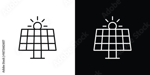 Solar panel icon Lineal Style Vector Illustration. Vector symbol pictogram