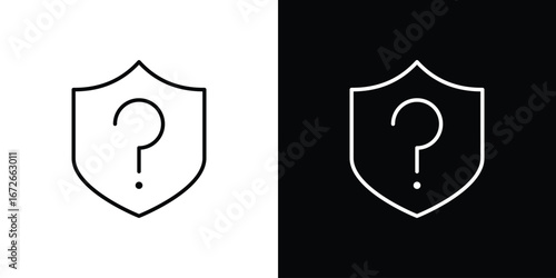 Shield interrogation icon Lineal Style Vector Illustration. Vector symbol pictogram